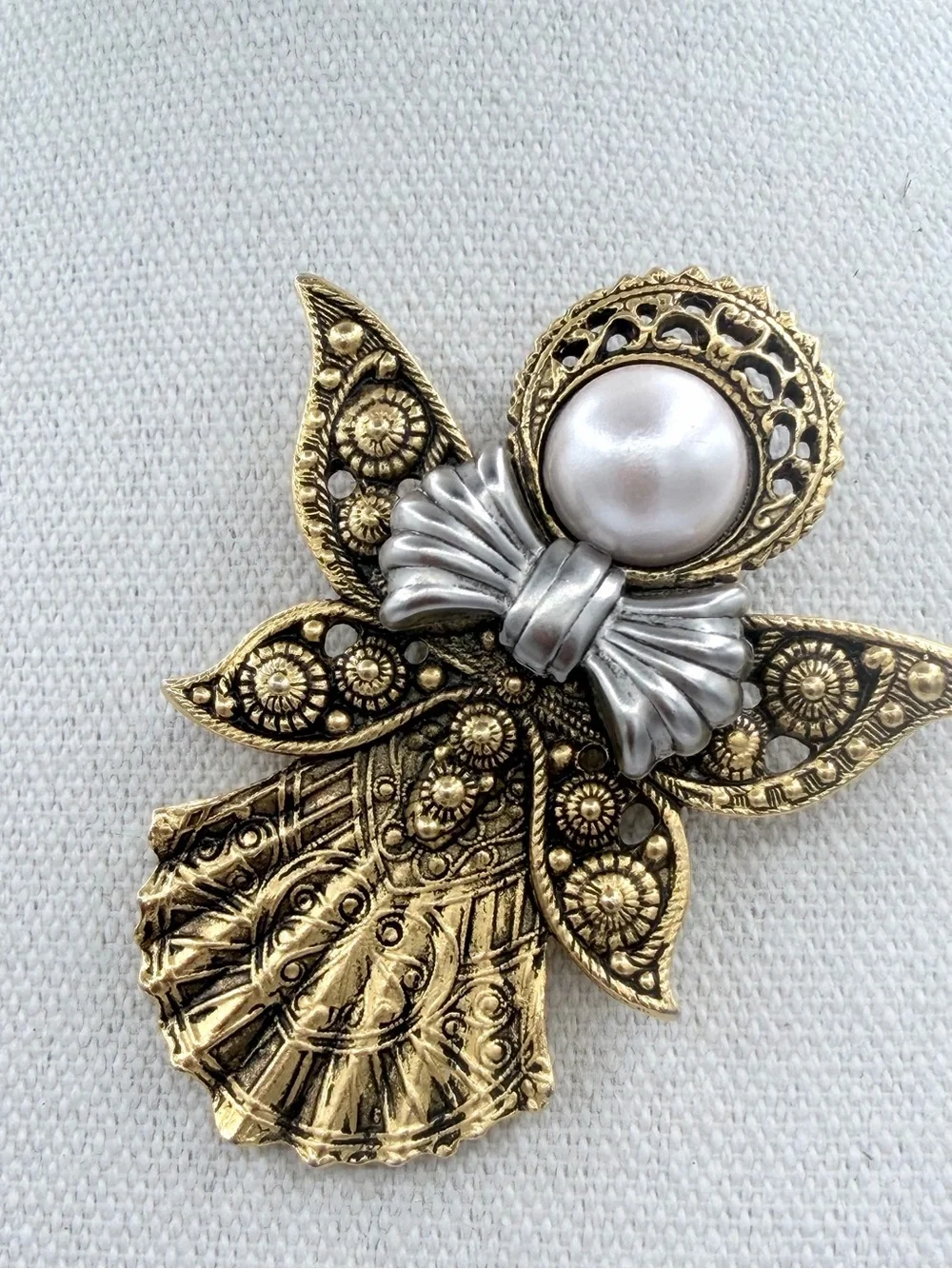 Jac Win Vintage 80’s Guardian Angel Pendant Pin Brooch Protection Jewelry